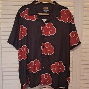 MENS HYPLAND NARUTO AKATSUKI CLOUDS BUTTON UP SHIRT 2XL